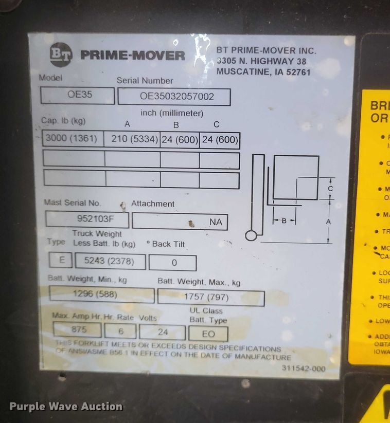 image for item EJ7580 Prime Mover OE35 order picker
