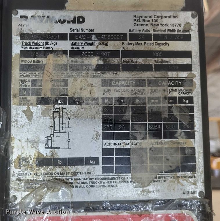 image for item EJ7581 Raymond  EASI-OPC30TT order picker