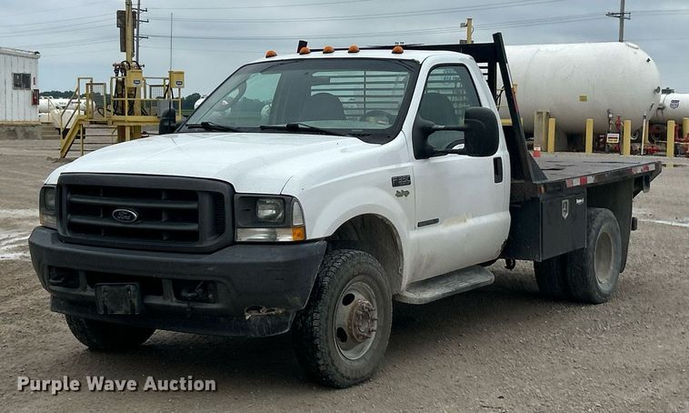 image for item EK8077 2003 Ford F350 Super Duty XL flatbed pickup truck