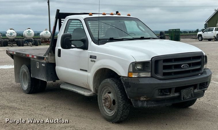 image for item EK8077 2003 Ford F350 Super Duty XL flatbed pickup truck