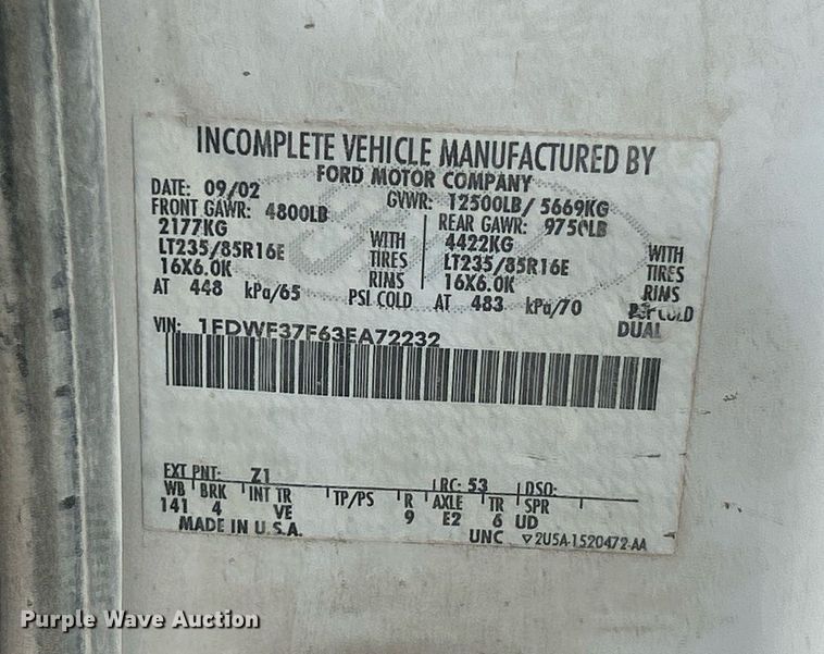 image for item EK8077 2003 Ford F350 Super Duty XL flatbed pickup truck