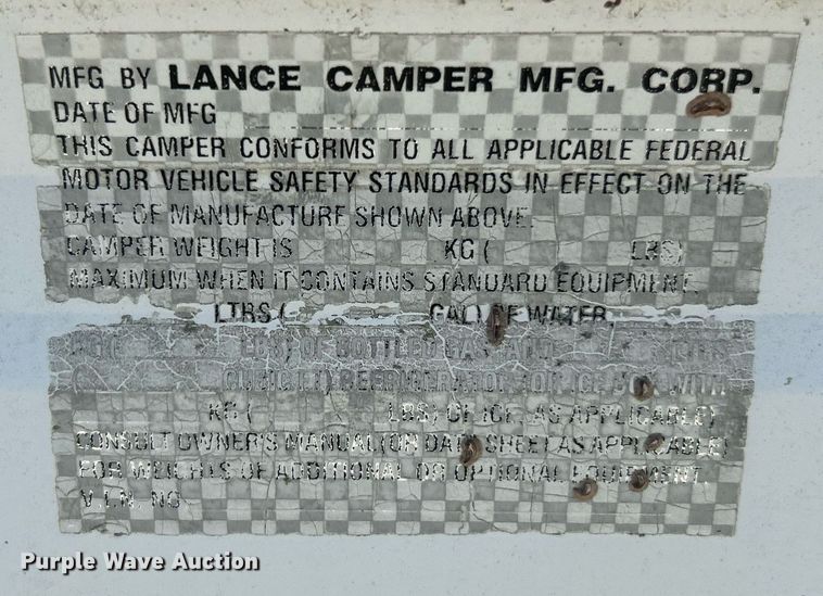 image for item EK8155 Lance Lite 845 pickup truck bed camper