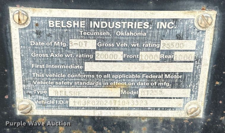 image for item EK8166 2007 Belshe DT255 equipment trailer