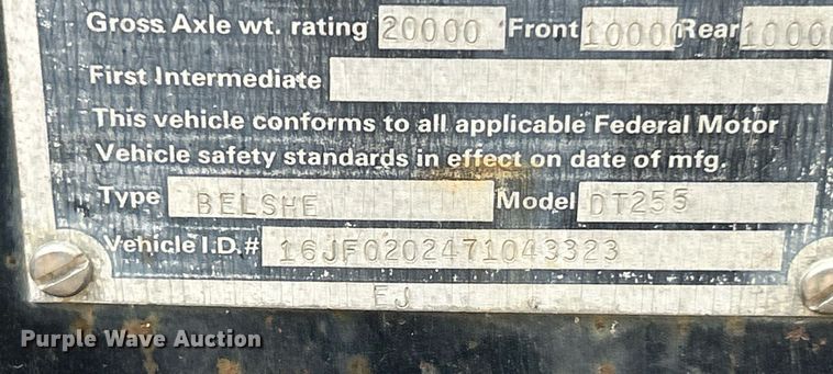 image for item EK8166 2007 Belshe DT255 equipment trailer