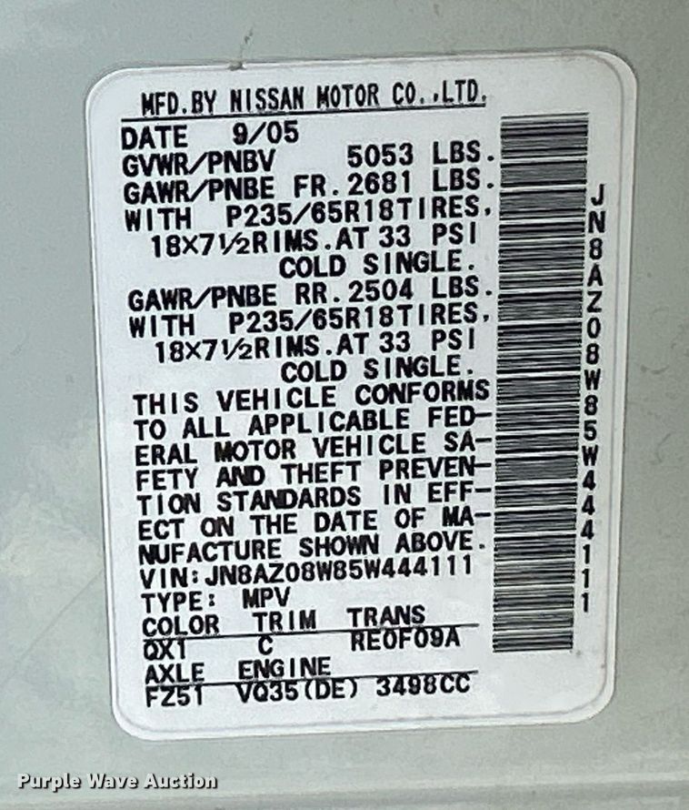 image for item EK8172 2005 Nissan Murano SL SUV