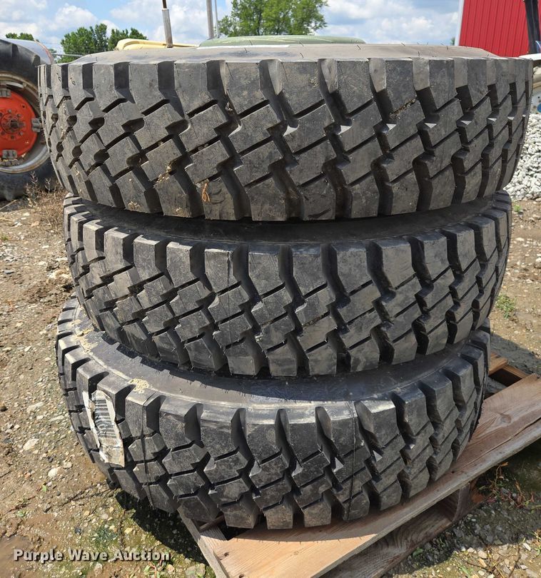 image for item EM7451 (3) Goodyear 11.00R20 tires and wheels