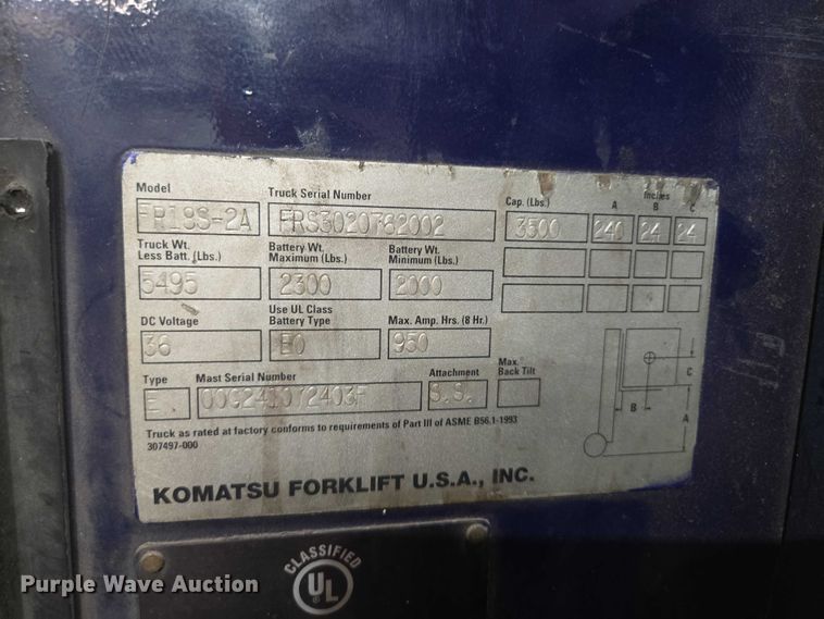 image for item EM7487 Komatsu FR18S-2A reach truck 