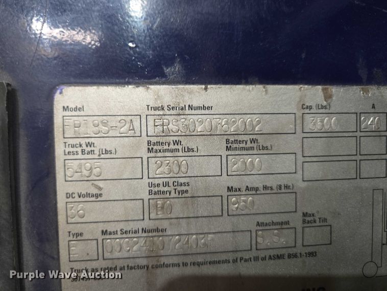 image for item EM7487 Komatsu FR18S-2A reach truck 