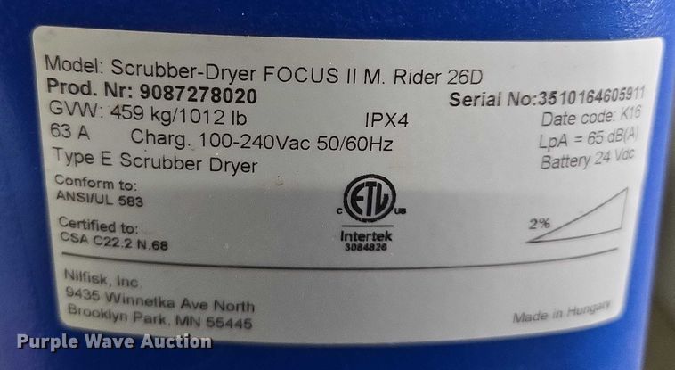 image for item EM7489 Clark Focus II floor scrubber