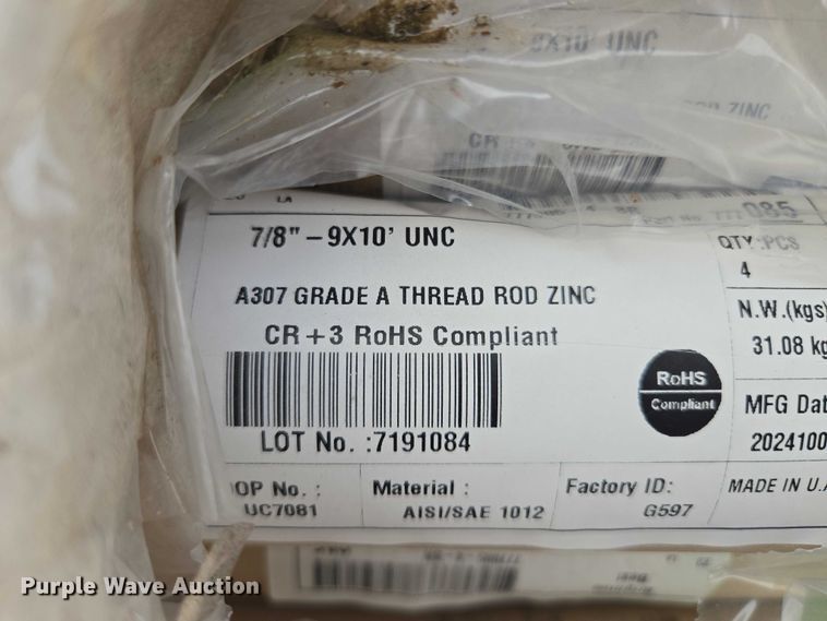 image for item EM7496 (148) grade A zinc threaded rod