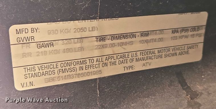 image for item EN3779 Bad Boy BB-AMS4 utility vehicle