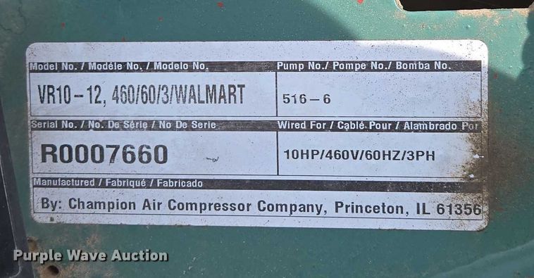 image for item EN3808 Champion VR10-12 air compressor