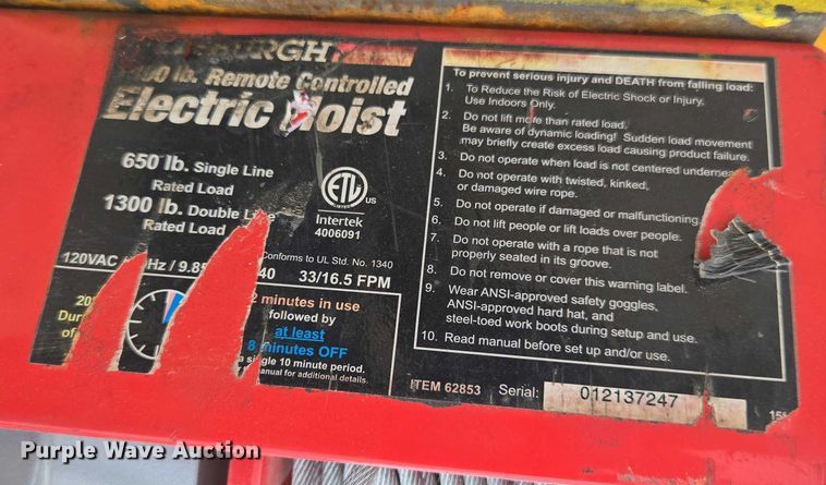 image for item EN3810 (2) handling systems international hoist