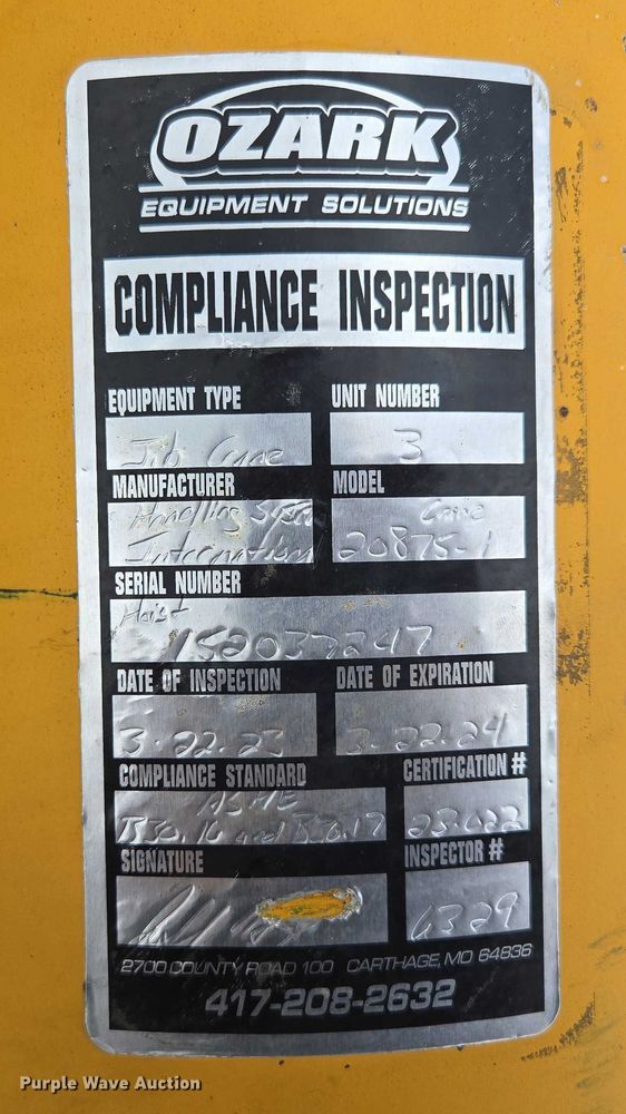 image for item EN3810 (2) handling systems international hoist