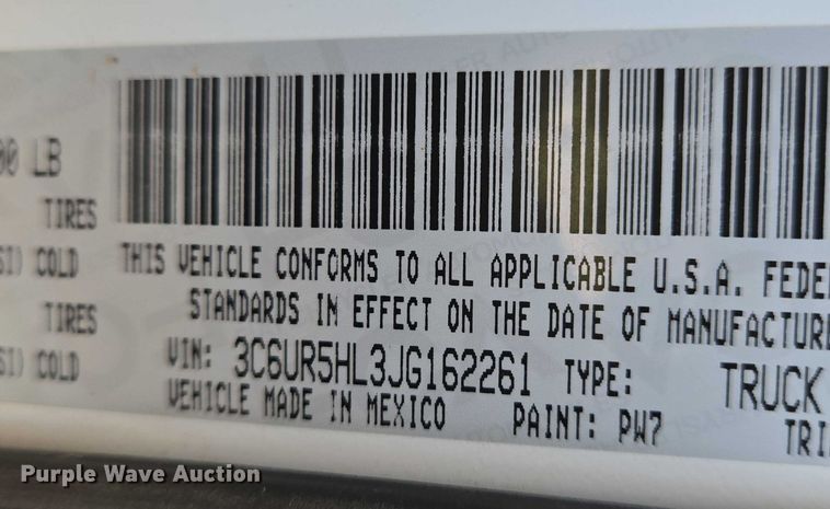 image for item EN8040 2018 Dodge Ram 2500 Crew Cab flatbed pickup truck