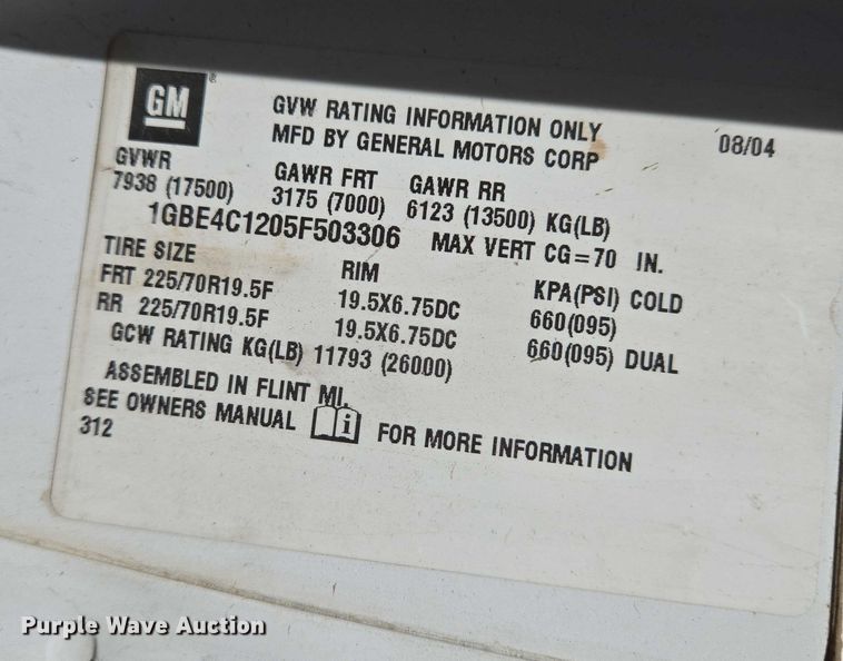 image for item EO0840 2005 Chevrolet  C4500 flatbed truck