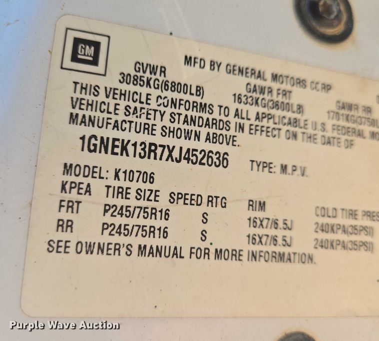 image for item EO0934 1999 Chevrolet Tahoe SUV