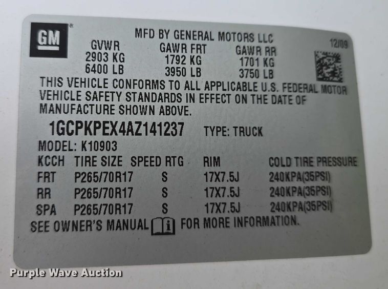 image for item EO1022 2010 Chevrolet Silverado 1500 pickup truck