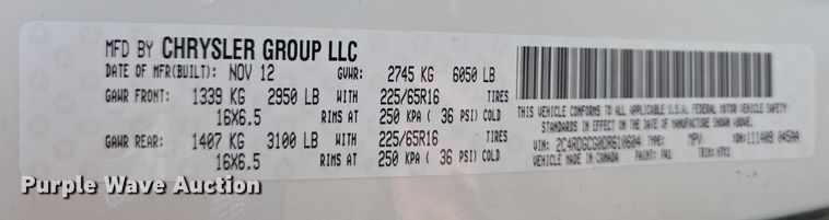 image for item EO1023 2013 Dodge Grand Caravan van