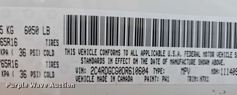 image for item EO1023 2013 Dodge Grand Caravan van