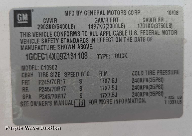 image for item EO1024 2009 Chevrolet Silverado 1500 pickup truck