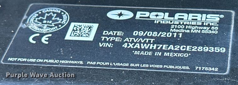 image for item EQ4878 2012 Polaris Ranger Crew utility vehicle