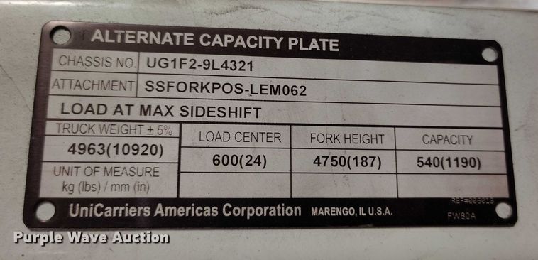 image for item IP9615 2015 Nissan PF60 forklift