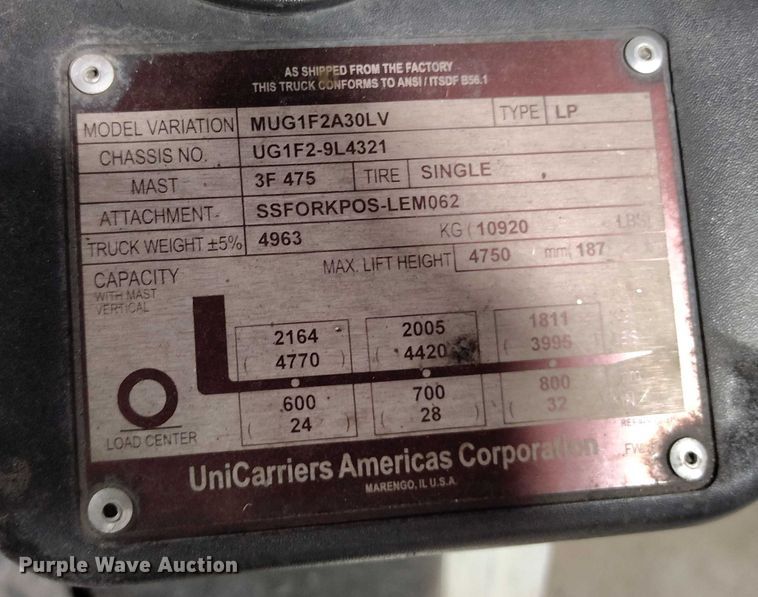 image for item IP9615 2015 Nissan PF60 forklift