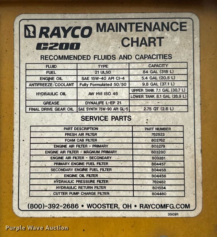 image for item DH9982 2018 Rayco C200 mulcher