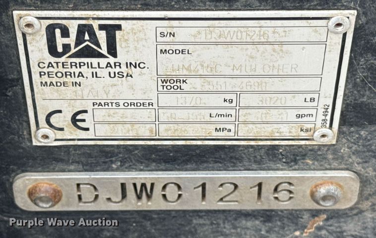 image for item DH9983 2020 Caterpillar HM415C skid steer mulcher