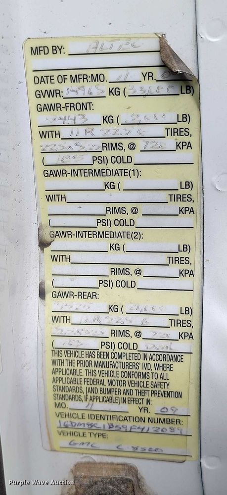 image for item DP4985 2009 GMC C8500 cable placer bucket truck