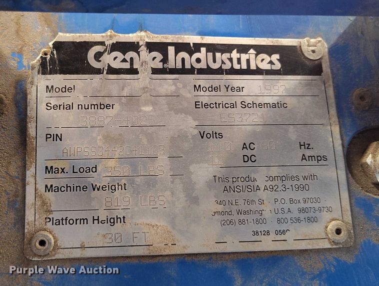 image for item DP4994 1997 Genie AWP-30S vertical lift