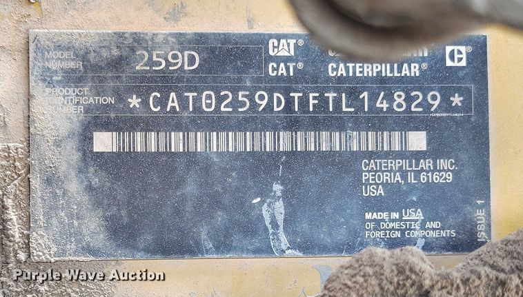 image for item DP5005 2018 Caterpillar 259D tracked skid steer loader