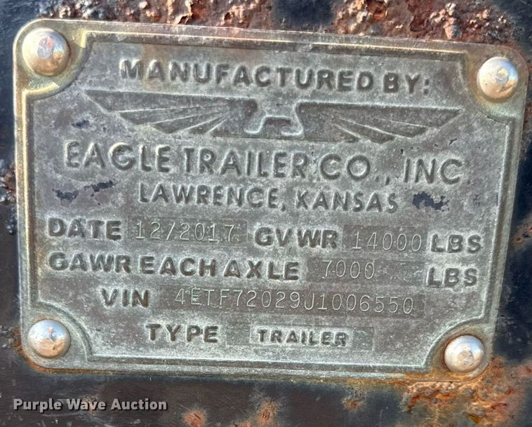image for item DR2816 2018 Eagle equipment trailer