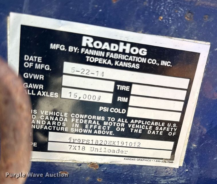 image for item DR2822 2014 Roadhog equipment trailer