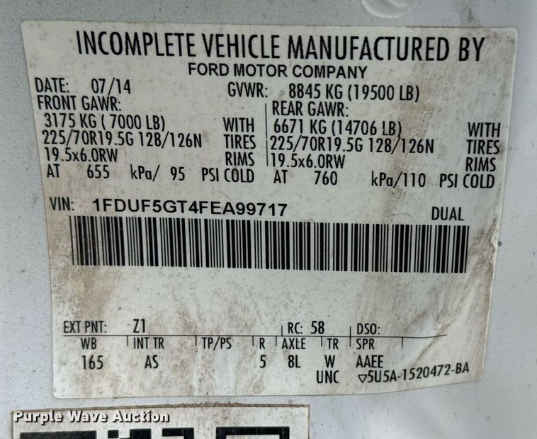 image for item DS3693 2015 Ford F550 utility / service truck