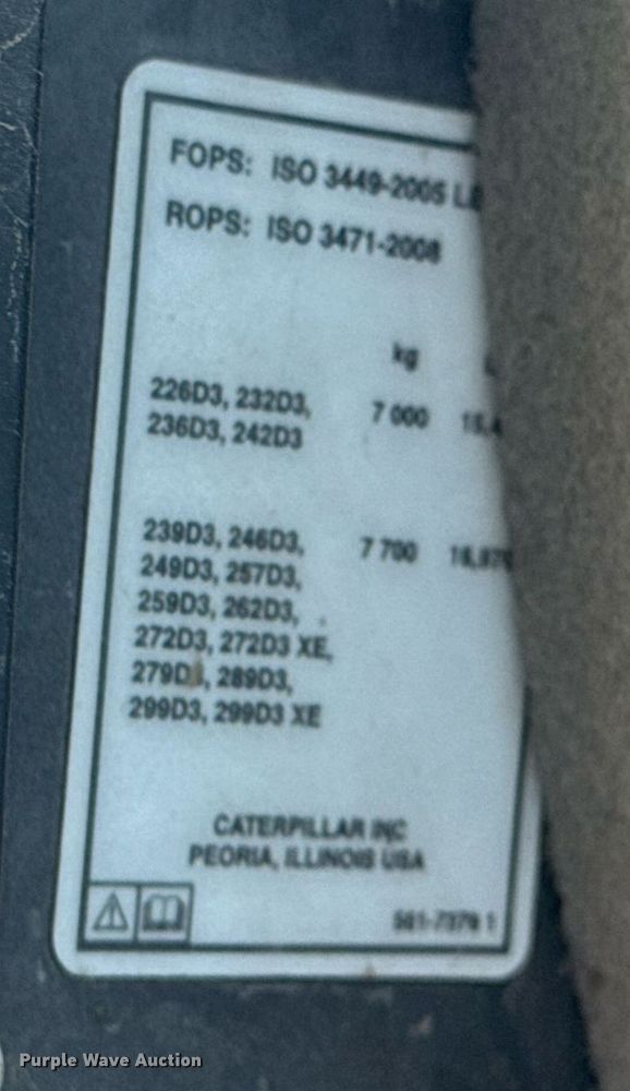 image for item DS3747 2020 Caterpillar 289D3 tracked skid steer loader