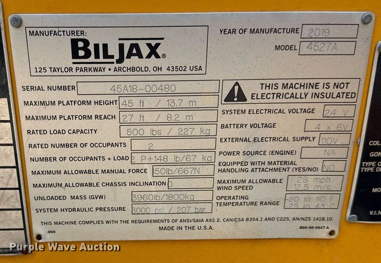 image for item DS4347 2018 Haulotte 4527A boom lift