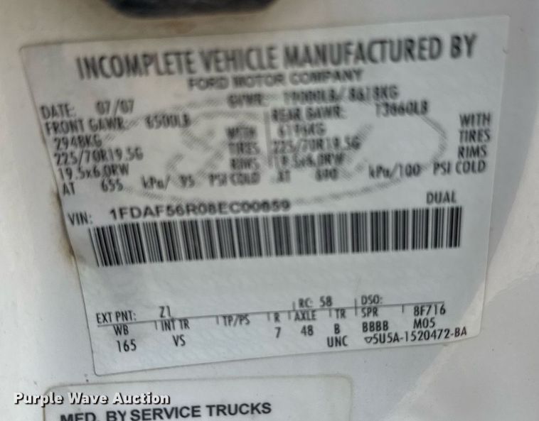 image for item DS4348 2008 Ford F550 Super Duty utility / service truck