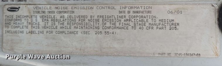 image for item DT4857 2002 Sterling L-Line sewer jetter truck