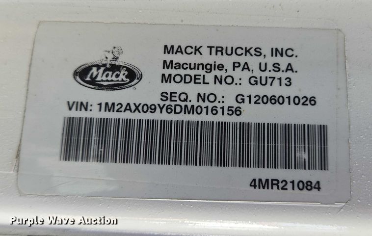 image for item DT4893 2013 Mack Granite GU713 dump truck