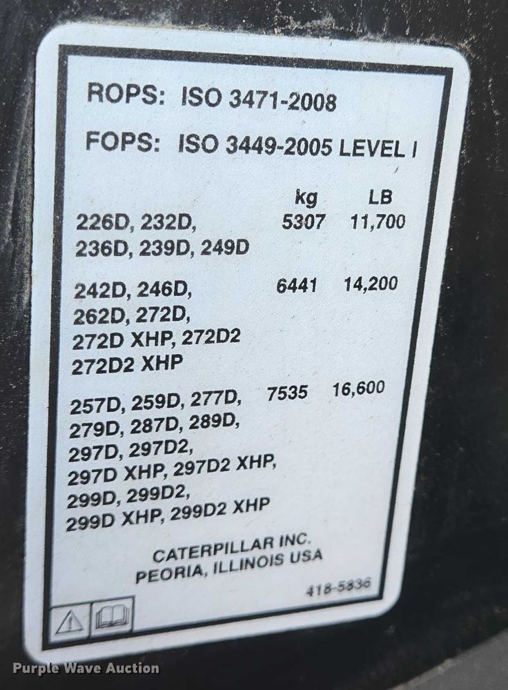 image for item DT4905 2018 Caterpillar 299D2 tracked skid steer loader