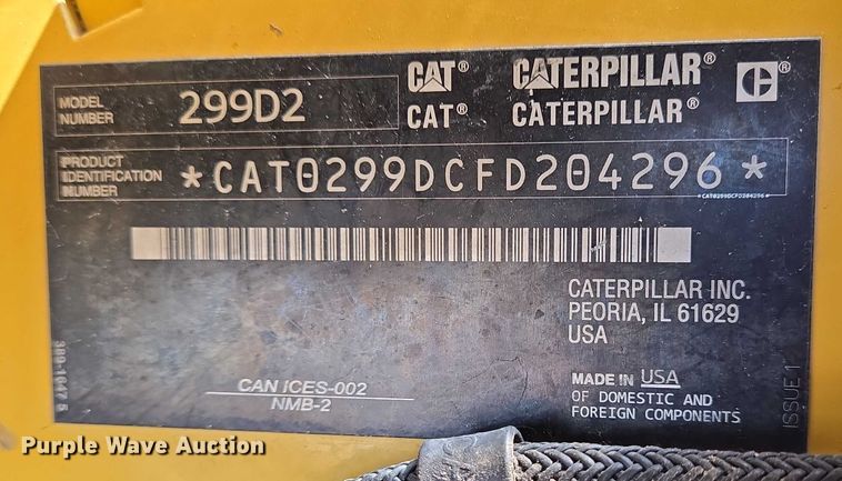 image for item DT4905 2018 Caterpillar 299D2 tracked skid steer loader