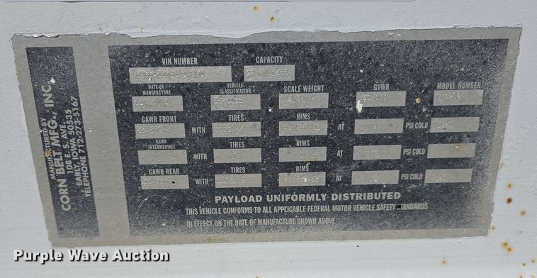 image for item DT6882 2003 Corn Belt Manufacturing Trailblazer S-4202 bottom dump trailer