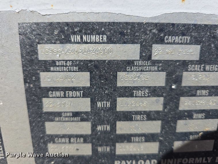 image for item DT6882 2003 Corn Belt Manufacturing Trailblazer S-4202 bottom dump trailer