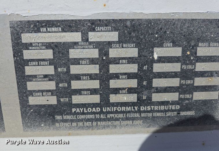 image for item DT6882 2003 Corn Belt Manufacturing Trailblazer S-4202 bottom dump trailer