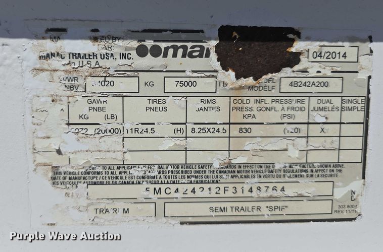 image for item DT6883 2015 Manac bottom dump trailer