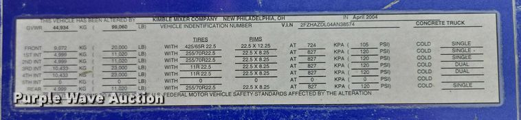 image for item DT7203 2004 Sterling LT9500 ready mix truck