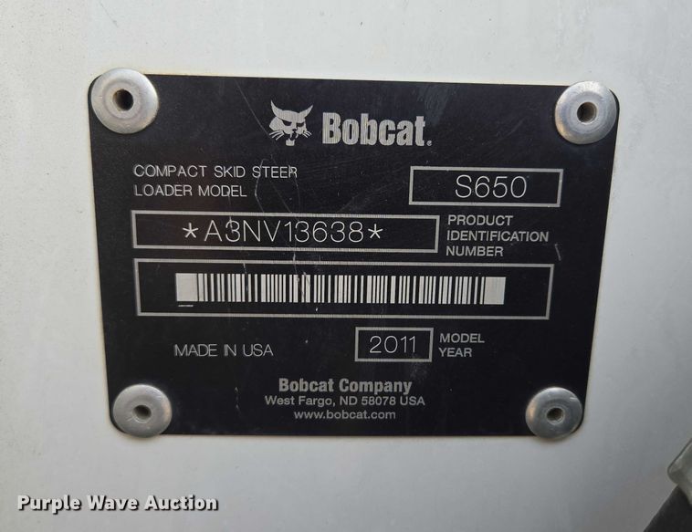 image for item DT7209 2011 Bobcat S650 skid steer loader