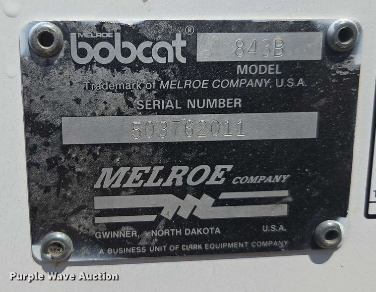 image for item DU7792 1992 Bobcat 843B skid steer loader